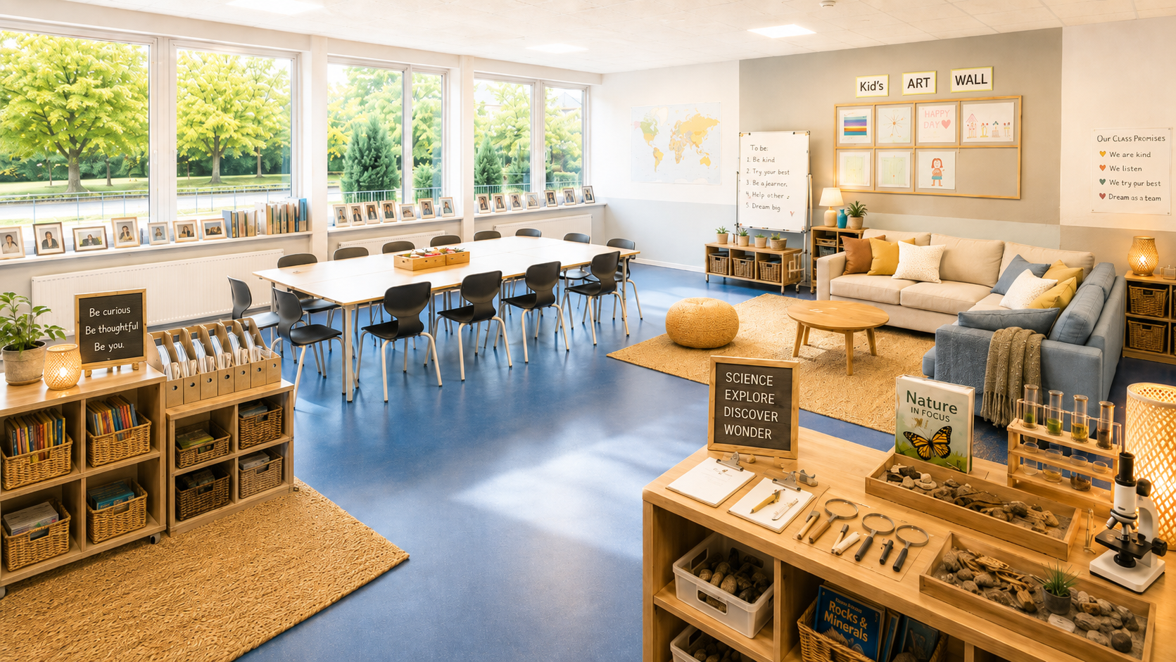 An over-cluttered classroom example